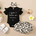 thumbnail image 3 of GYRATEDREAM 0-18M Infant Baby Girls Letters Romper+Floral Shorts+Headband Baby Clothes Set, 3 of 3