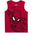 thumbnail image 4 of Spiderman Marvel 2 Pack Boy's Sleeveless Tee Shirt Set, Printed Undershirt for Kids, Red, Size 6, 4 of 5