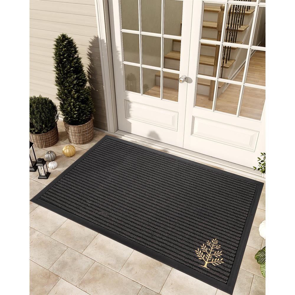 Topcobe Outdoor Doormat, Heavy Duty Front Door Mat, Trap Dirt Non-Slip Welcome Mat, Easy Clean Embroidered Floor Mat for Entryway, Patio, Porch, 47"x71"