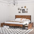 thumbnail image 2 of Javlergo Queen Size Platform Bed Frame with 4 Storage Drawers, Metal Bed Frame Non-Slip Without Noise Strong Metal Slats Support No Box Spring Needed, Easy Assembly, Brown, 2 of 8