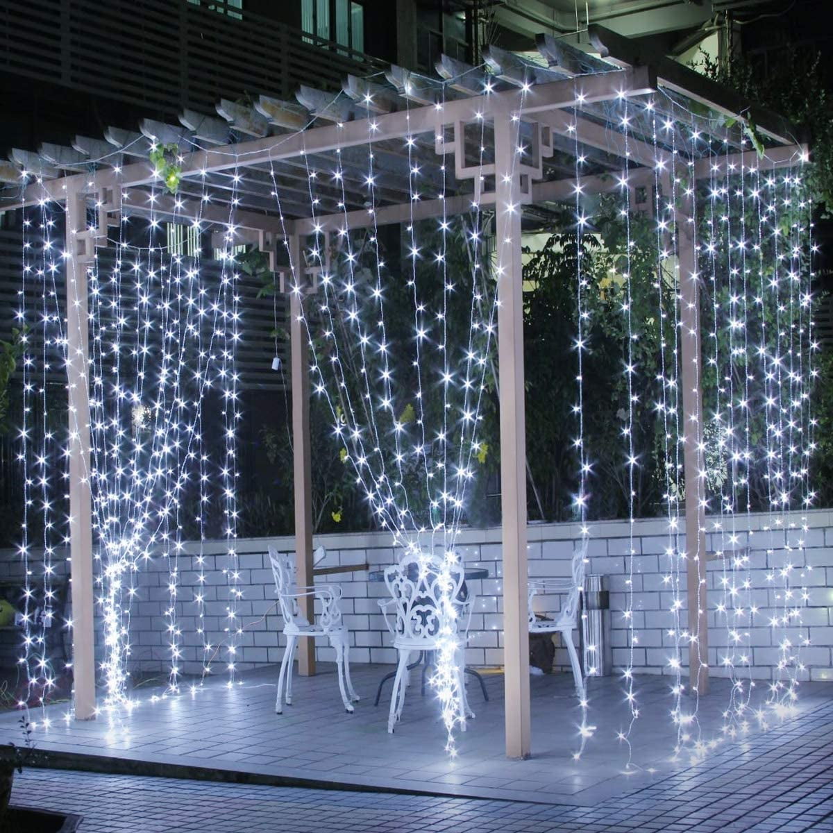 YI LIGHTING Window Curtain String Light 300 leds for Wedding Party Home Garden Bedroom Outdoor Indoor Wall Decorations, Daylight