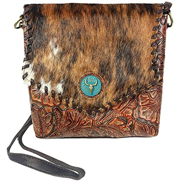 The Longhorn Leather Crossbody Cowhair Messenger Tote