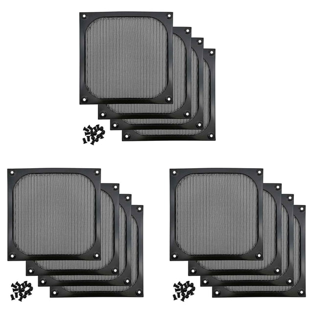 140mm Desktop Computer Case Fan Dust Filter Grills Dustproof Case Cover with Screws, Aluminum Frame Mesh, 12 Pack