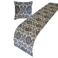 thumbnail image 4 of The HomeCentric King / Queen / Twin Grey, Blue & Brown Decorative Bed Runner Twin 53"x18" Bed Runner WITH One Pillow Cover, Quilted Bed Scarf on Velvet fabric - Golestan, 4 of 5