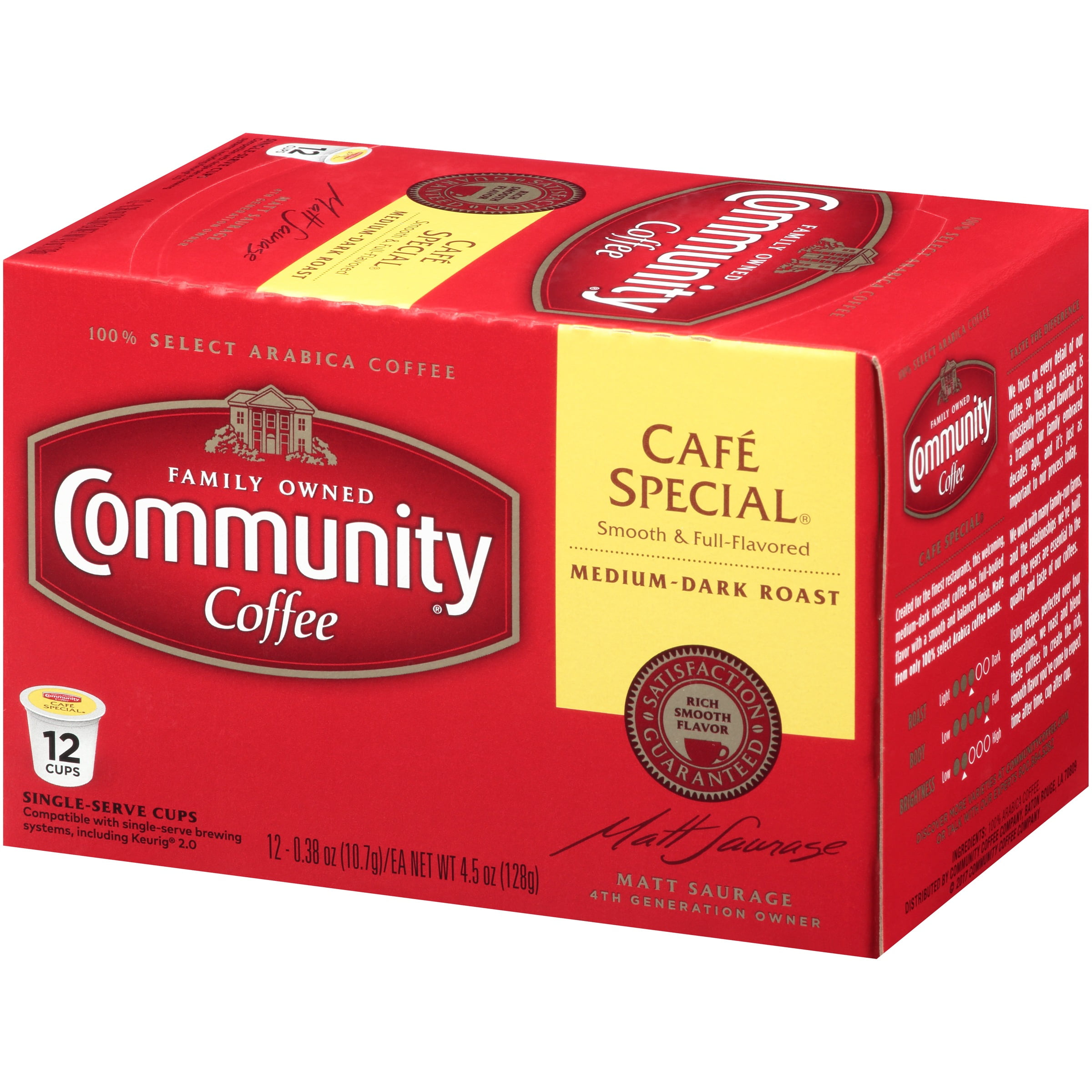 Community® Coffee Café Special Medium-Dark Roast Coffee Single-Serve Cups 12 Ct Box Compatible with Keurig 2.0 K-Cup Brewers