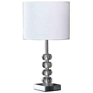 18â€ Modern Crystal Quatro Orb And Silver Metal Table Lamp