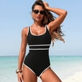 thumbnail image 4 of PEASKJP Womens Swimsuits One Piece Womens One Piece Swimsuit Tummy Control Slimming Bathing Suit High Waisted Ruched Swim Suit Color Block Swimwear,White S, 4 of 9