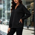 thumbnail image 5 of Zysthvn Warm Sweatshirt Women Winter Pullover Casual Sweatshirts for Women Loose Fit V Neck Solid Long Sleeve Tops, 5 of 10
