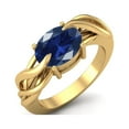 thumbnail image 2 of 925 Sterling Silver Gold Vermeil 9X7MM Oval Shape Blue Topaz Solitaire Women Mother's Day Gift Ring, 2 of 4