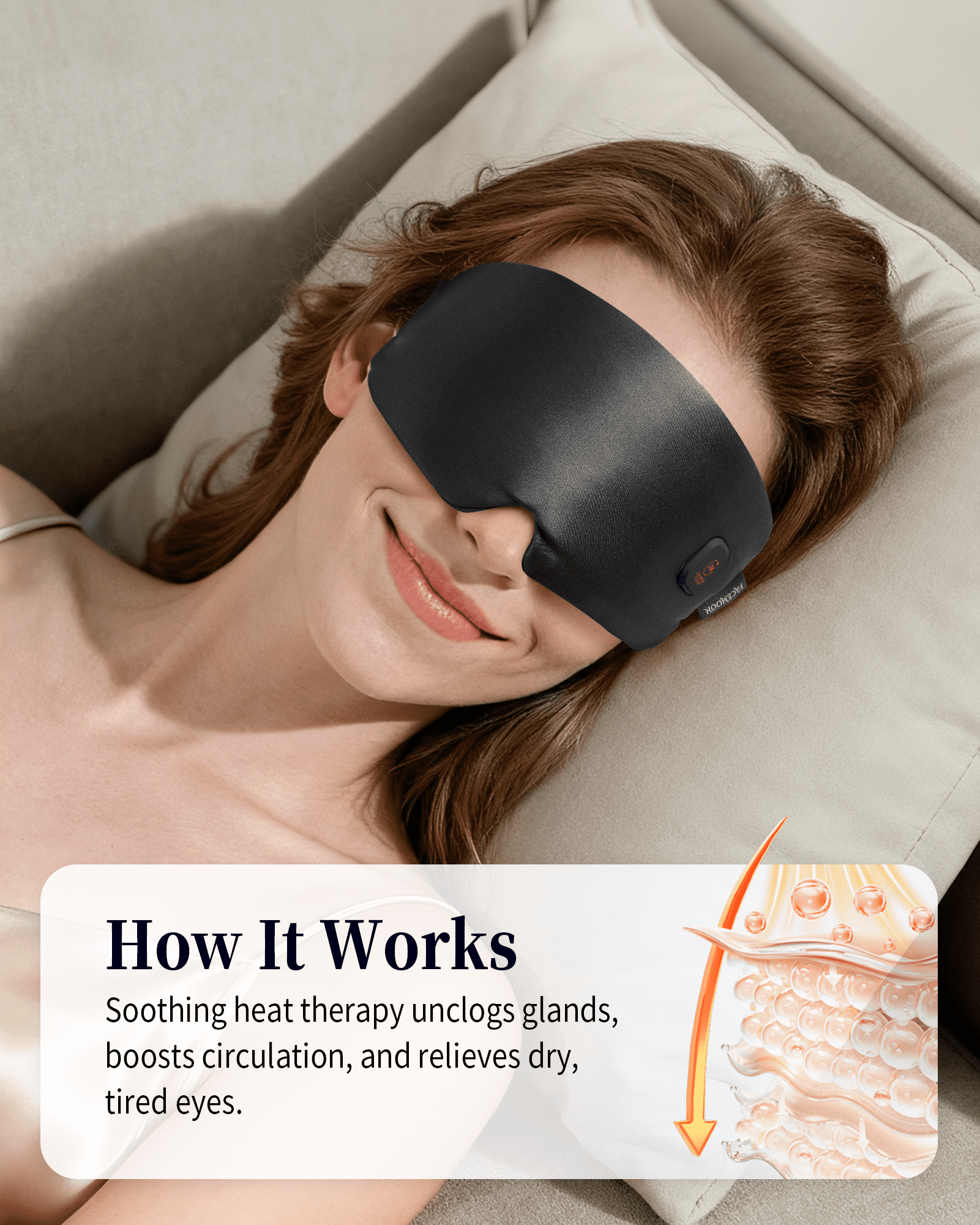 FACEMOON Silk Warm Eye Mask Cordless Comfort for Dry Eyes Relief Rechargeable Moist Heat Therapy Washable Travel Essential Black