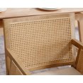 thumbnail image 6 of Guyou Rattan Dining Chairs Set of 6, Mid Century Modern Linen Upholstered Dining Room Armchairs, Farmhouse Wooden Kitchen Chairs with Cane Back and Natural Hardwood Frame for Living Room, Beige, 6 of 10
