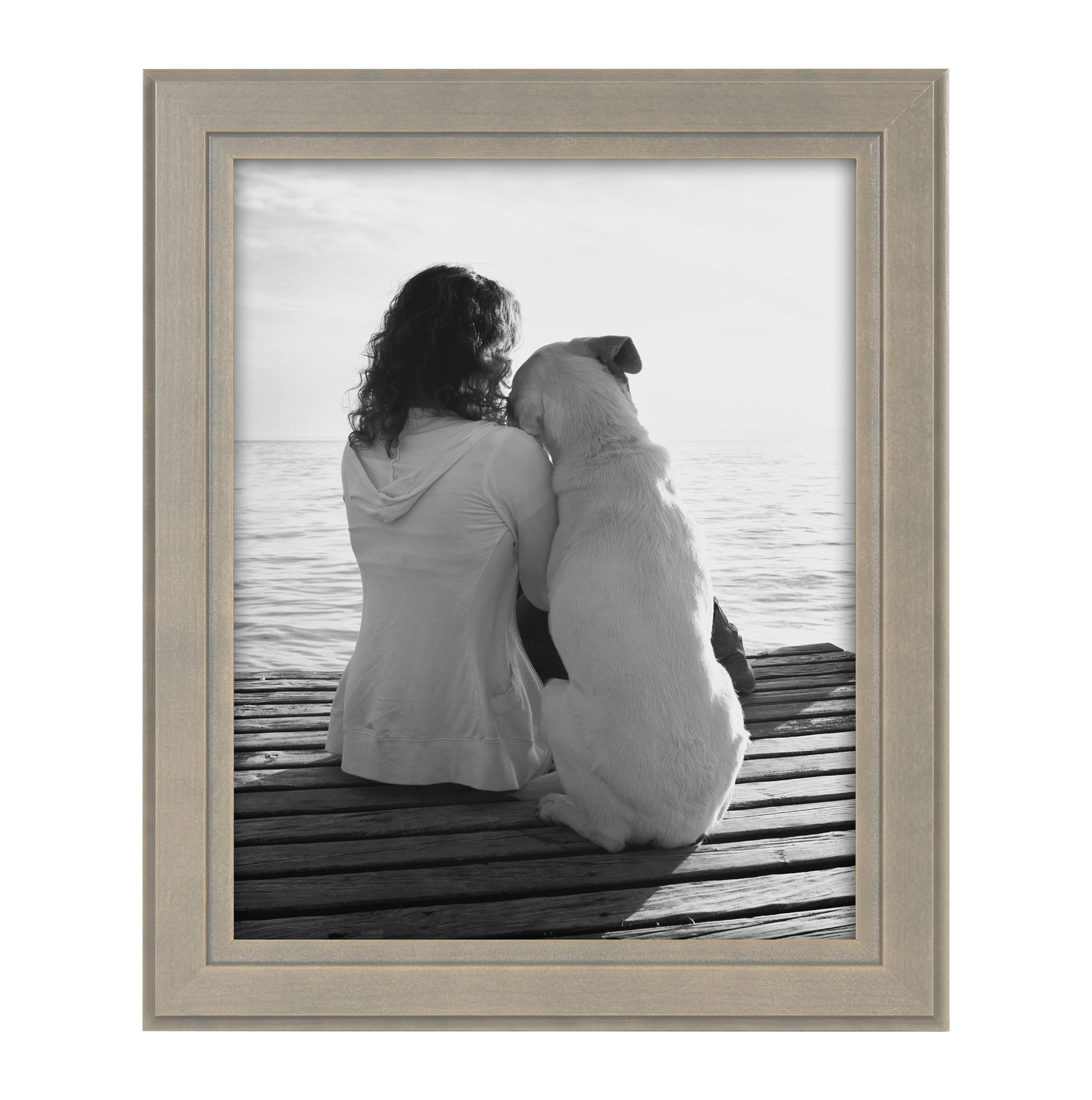 DesignOvation Kieva Solid Wood Picture Frame, Gray 8x10, Pack of 6