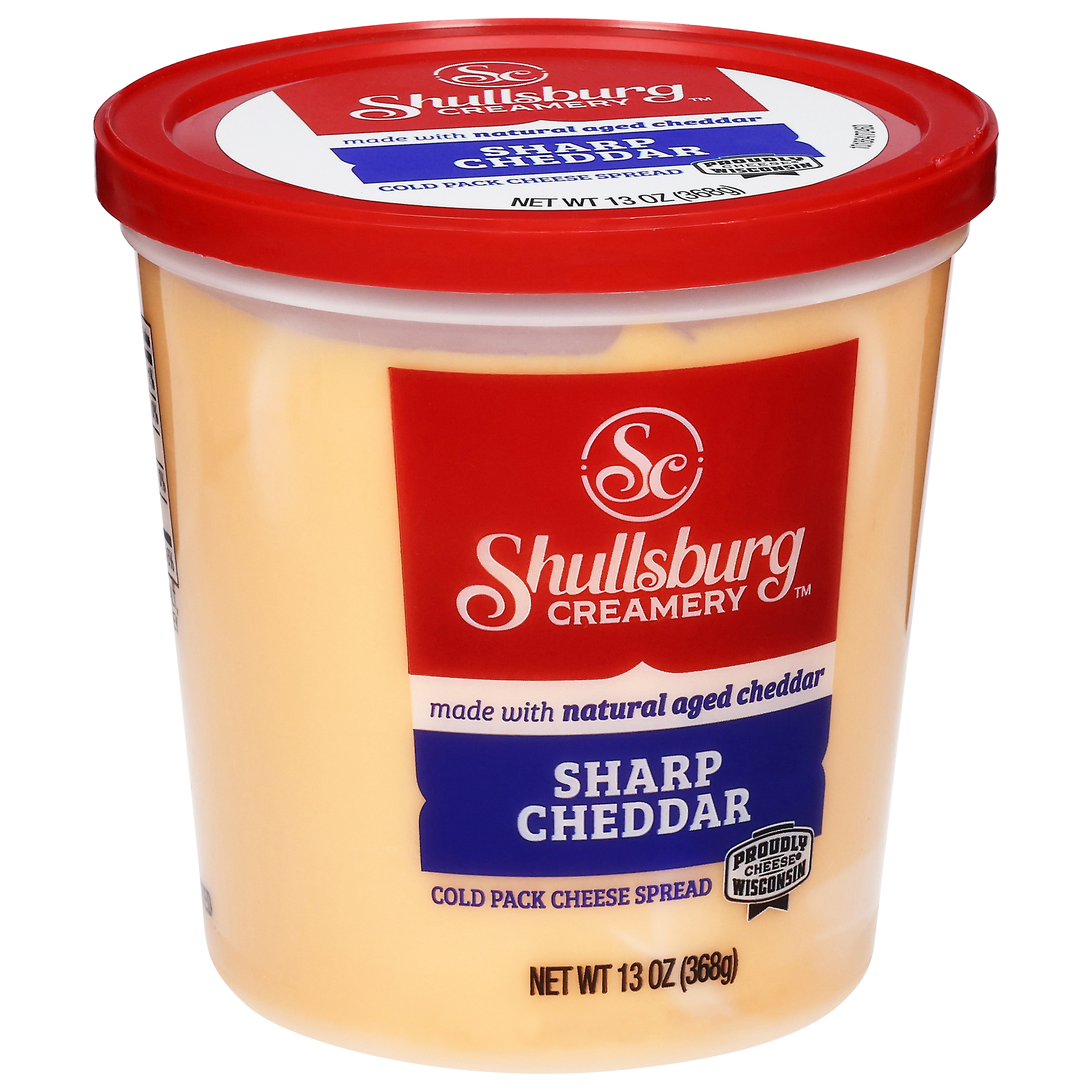 Shullsburg Creamery Sharp Cheddar Spreadable Cheese Spread, 13 oz, Tub, Refrigerated
