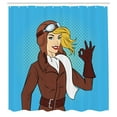thumbnail image 3 of Ambesonne Pin up Girl Shower Curtain, Pop Art Woman Pilot, 69"Wx84"L, Multicolor, 3 of 5