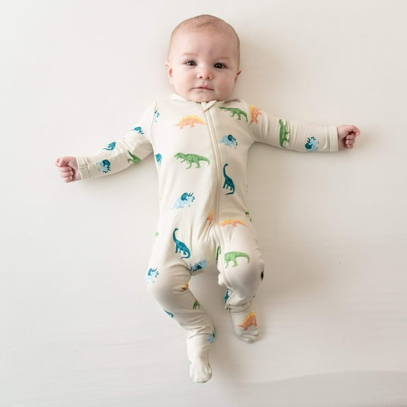 Kyte Baby Zippered Footie in Ecru Roar