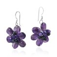 thumbnail image 3 of Pretty Handmade Amethyst Cluster Floral .925 Silver Earrings, 3 of 4