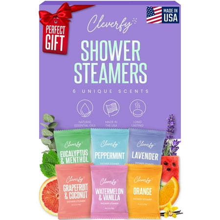 Cleverfy Shower Steamers Aromatherapy - Variety Pack of 6 Shower Bombs with Essential Oils. Personal Care and Relaxation Birthday Gifts for Women and Men. Purple Set