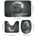 thumbnail image 3 of Vintage Nautical Full Moon Shower Curtain Set Bathroom Set Decorative Vintage Mid Century Ocean Theme Full Moon Pirate Ship 4 Piece Shower Curtain, Toilet Cover, U-Mat, Floor Mat, 3 of 8