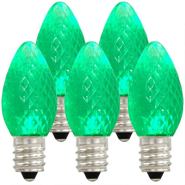 Holiday Lighting Outlet LED Faceted C7 Green Replacement Christmas
