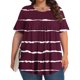 thumbnail image 5 of Tamaño Más Manga Corta Tops para las Mujeres Impreso Manga Corta Sólida Redonda Cuello Plegado Blusa, Poliéster Más Tamaño Superior, Lavado a Mano, 5 of 6