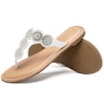 thumbnail image 2 of Women's Bohemian Bling Flat Slide Sandals Rhinestone Decor Rubber Sole Summer Thong Sandals, 2 of 6