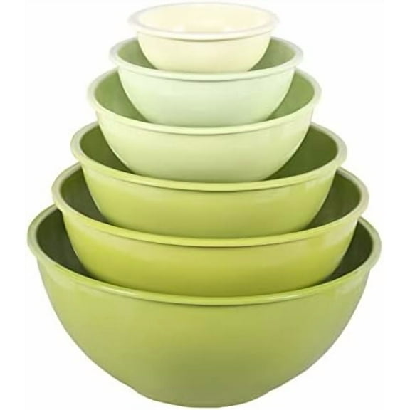 Melamine Mixing Bowls with Lids - 12 Piece Nesting Bowls Set 6 Bowls and 6 Lids, Mixing Bowl Set (Green Ombre)