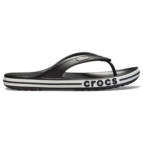 Crocs Adult Bayaband Flip Flop Sandals, Black/White, W8/M6