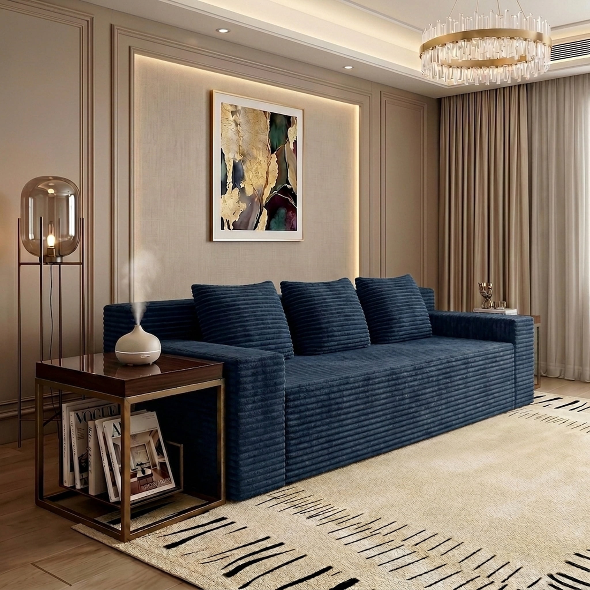 71" Corduroy Cloud Loveseat Sofa for Small Spaces, Memory Foam Boneless Couch in a Box, Compressed Small Loveseat for Living Room Bedroom Apartment, No Assembly Required