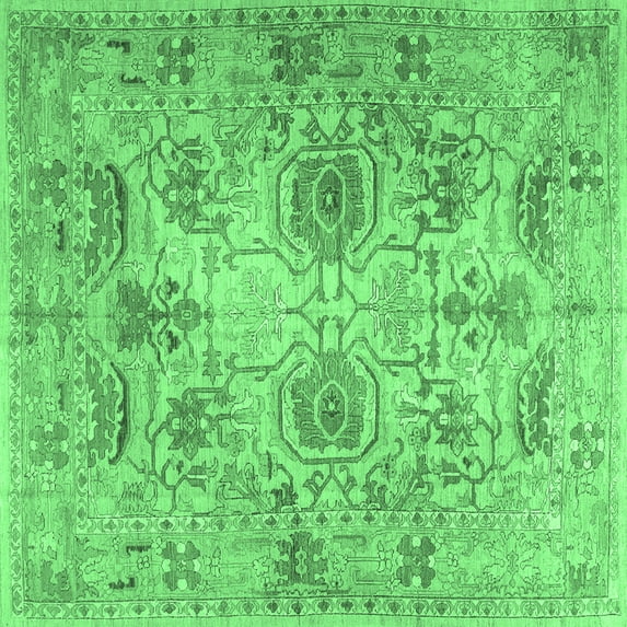 Ahgly Company Indoor Square Persian Emerald Green Traditional Area Rugs, 5' Square
