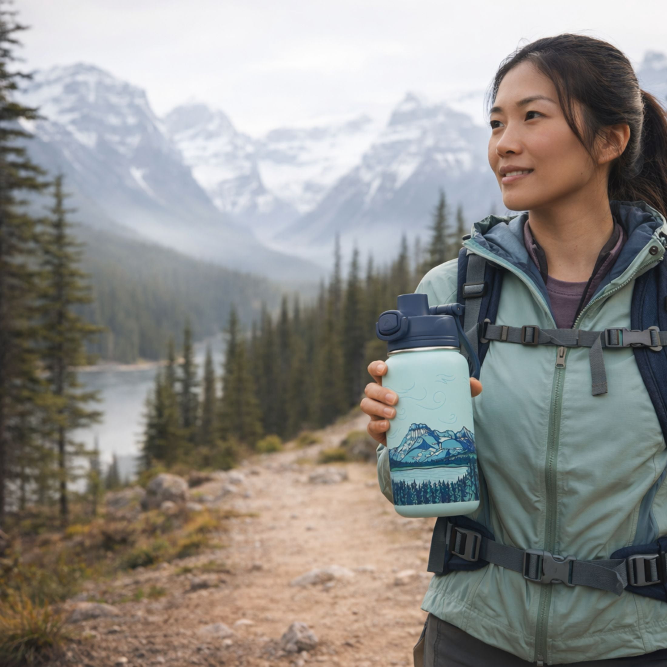 Ozark Trail 18 oz Stainless Steel Insulated Pop-Lid Water Bottle, Alpine Summit