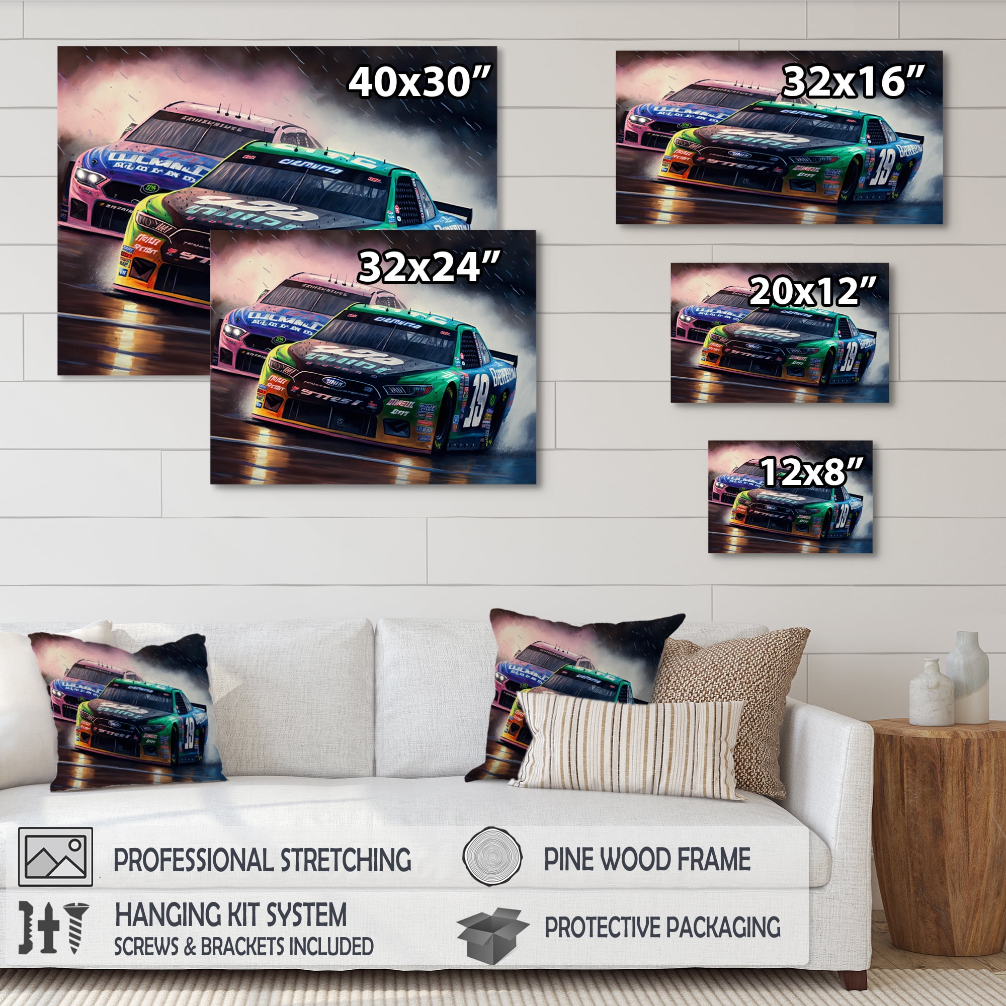 Designart Daytona Stock Car Racing Last Lap IV Canvas Wall Art