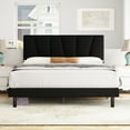 thumbnail image 1 of Full Bed Frame, Full Size Platform Bed With Fabric Upholstered Headboard, Black, 1 of 7