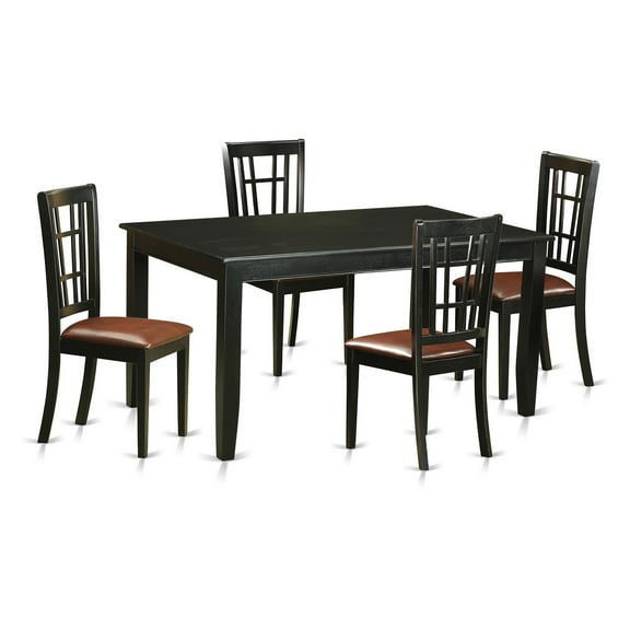 East West Furniture Dudley 5 Piece Rectangular Dining Table Set with Nicoli Chairs