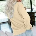 thumbnail image 3 of Deals LYXSSBYX Womens Fall Fashion 2023 Women's Fashion Solid Loose Round-Neck Long Sleeve Pocket Blouse Sweater Tops, 3 of 6