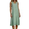 thumbnail image 7 of Gamivast Womens Linen Sundresses Sleeveless V-Neck Tank Dress Vertical Striped Shift Dress Loose Fit Knee Length Summer Beach Vacation Daily Playwear, 7 of 7