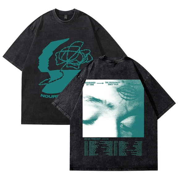 Nourished by Time Tour 2025 Washed Cotton Tshirt Unisex Short Sleeve Hip Hop Tee Shirt