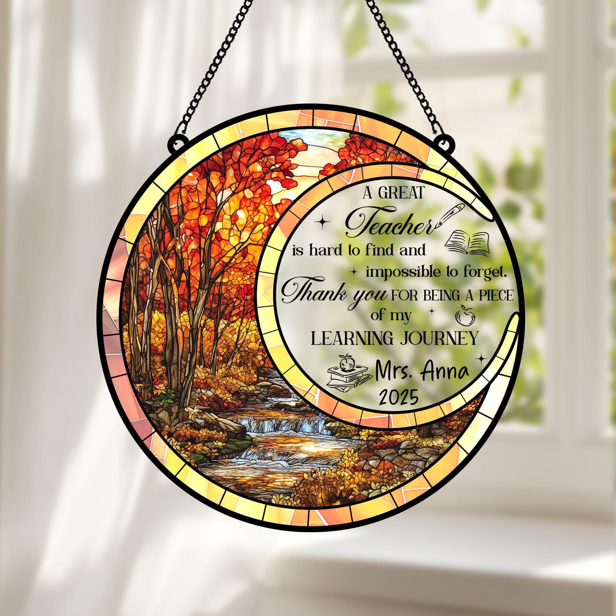 Thank You Gift For Teacher Stained Glass Suncatcher - End of Year Gift, Personalized Teacher Appreciation Gift, Teacher Acrylic Window Decor 4347273870 4909