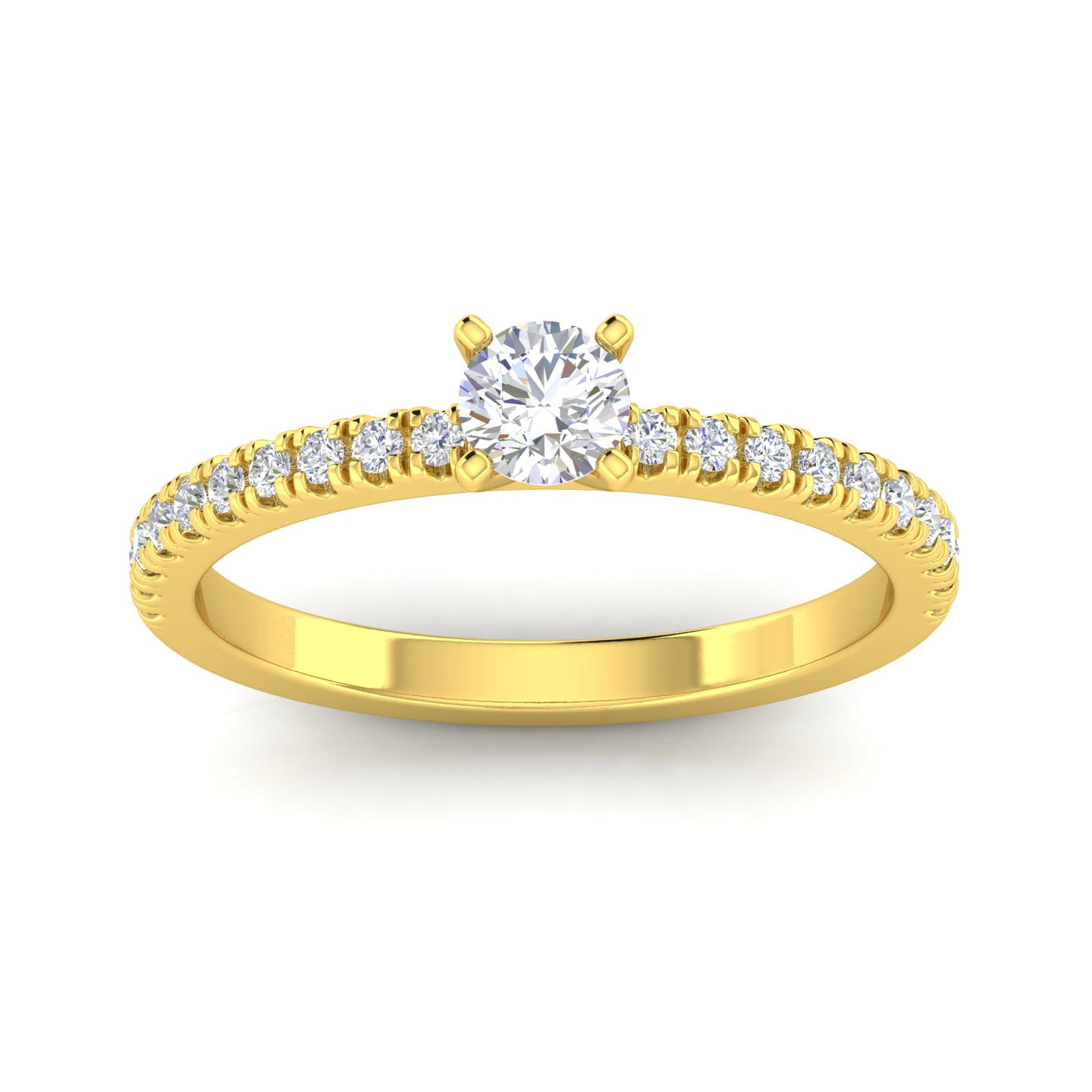 1/2 Carat TW Round Natural Diamond Engagement Rings in 10k Yellow Gold