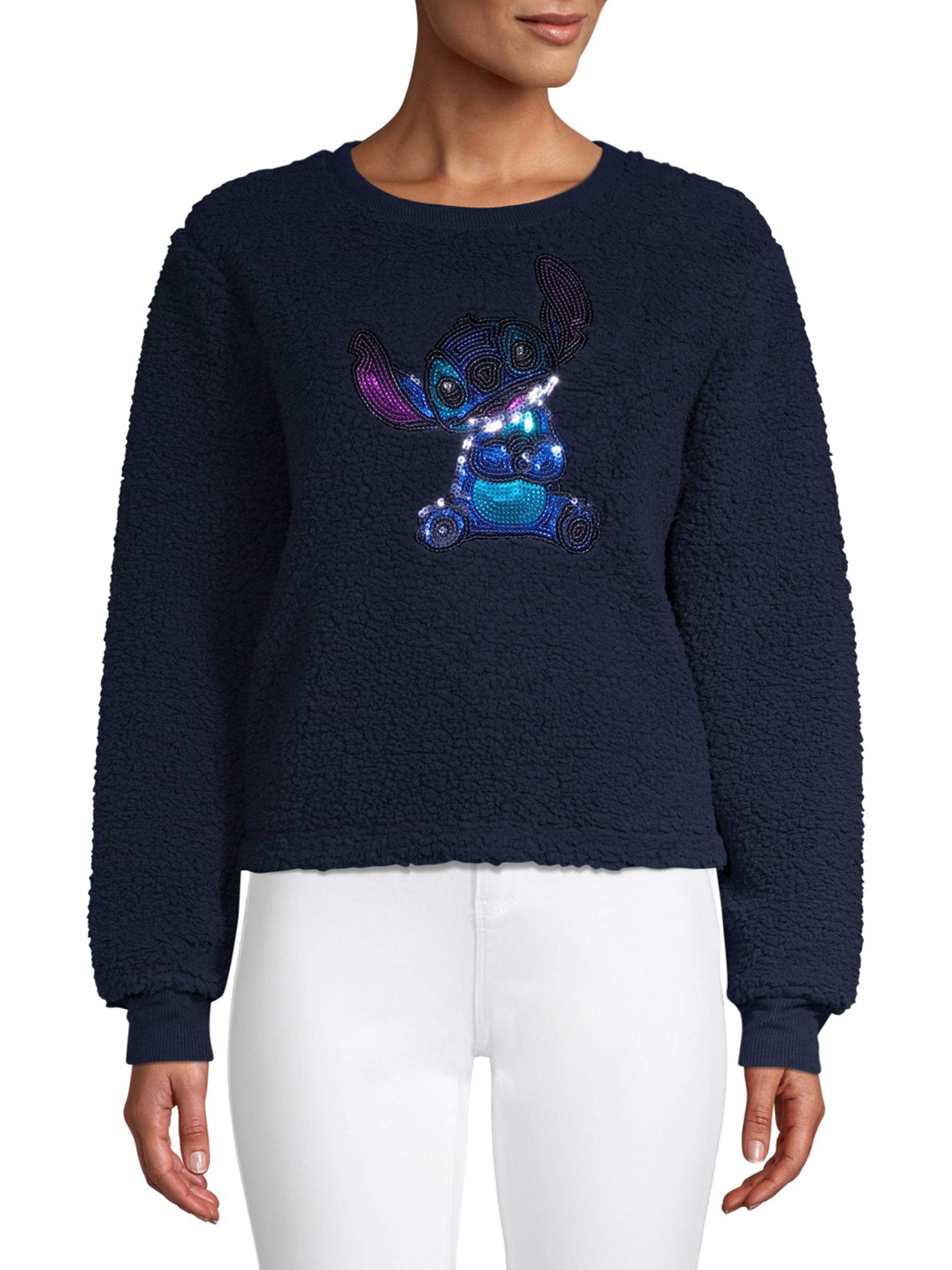 Disney Women's Sequin Stitch Nubby Fleece Sweatshirt