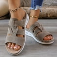 thumbnail image 4 of Women's Platform Wedges Sandals Comfortable Non Slip Slides Lightweight Open Toe Backless Beach Sandal Gray Size 8, 4 of 7