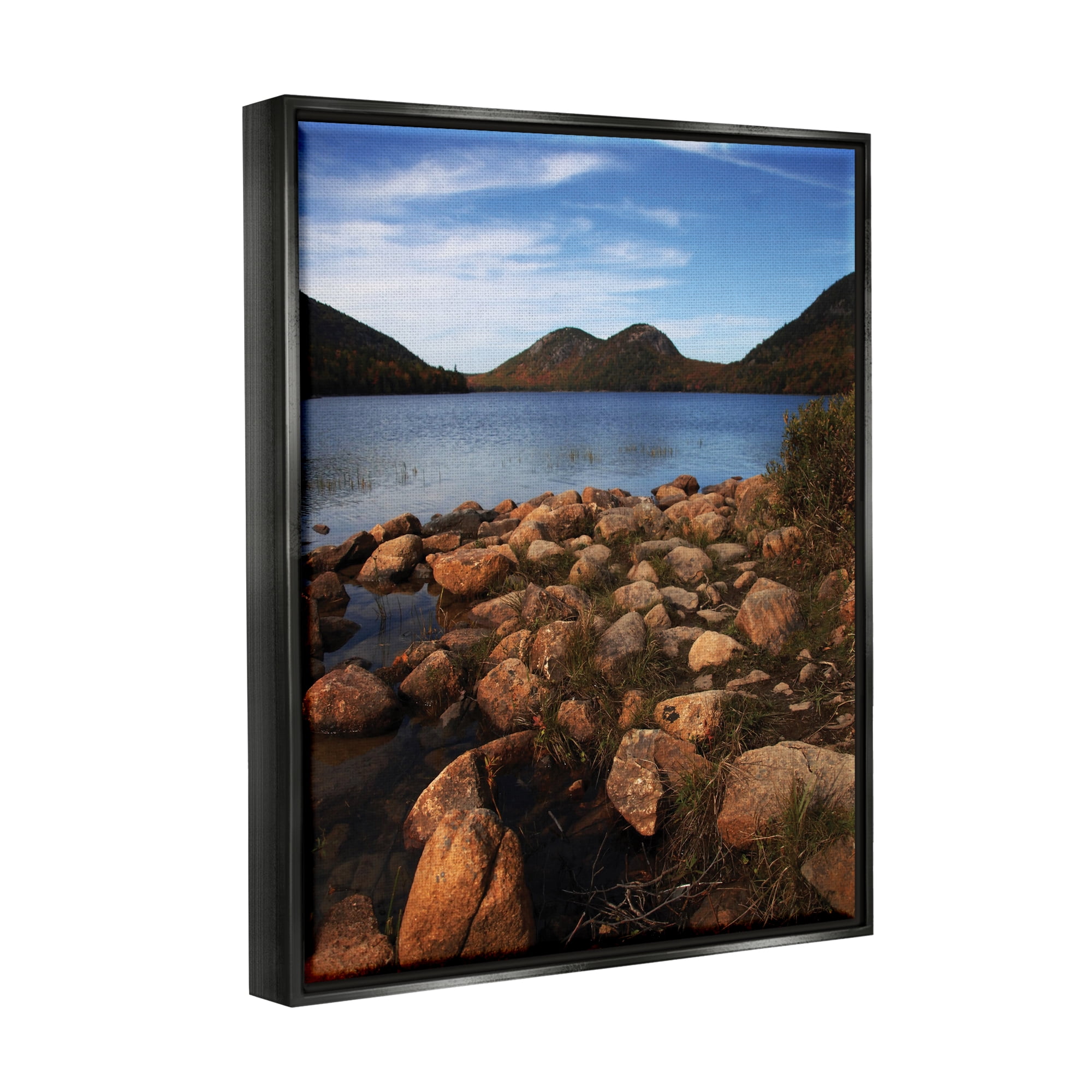 Stupell Industries Acadia Pond Photography Nature Photography Black Floater Framed Art Print Wall Art, 25 x 31