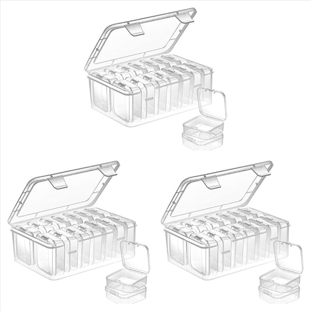 42X Caja PequeñA de Almacenamiento con Tapa Caja PequeñA de PláStico Transparente Caja Contenedora de Almacenamiento de PláStico Mini Organizador VacíO para ArtíCulos PequeñOs
