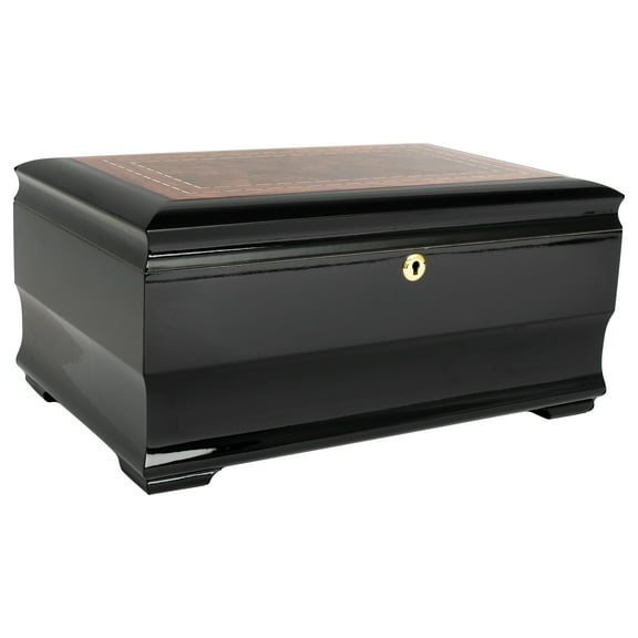 Humidor Supreme Malta Cigar Storage Piano Black and Walnut Burl Wood