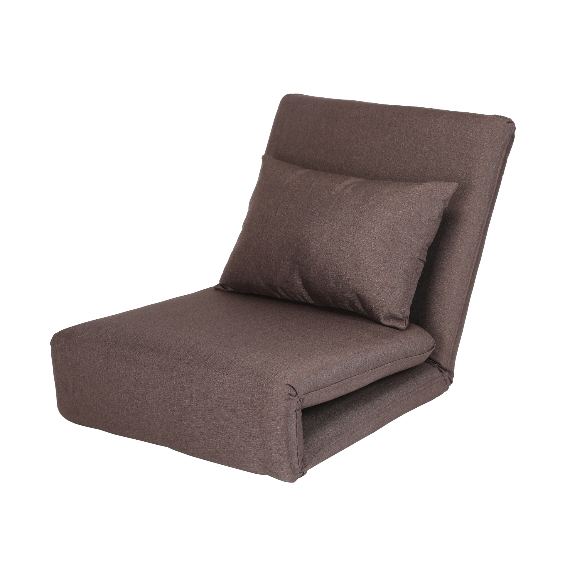Relaxie Brown Linen Flip Chair - Sleeper Dorm Bed Couch Lounger Sofa, 5-Position Adjustable, Convertible