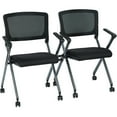 thumbnail image 4 of Office Star Products Folding Chair with Screen Back and Icon Black Seat in Titanium Finish Frame, 2-Pack, 4 of 6