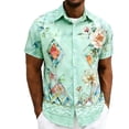 thumbnail image 1 of Mens Casual de Manga Corta Botón Abajo Camisas de Vacaciones Impresa Blusa de Cuello Abierto, Top de Verano Transpirable, 1 of 7
