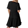thumbnail image 4 of UVN Summer Dresses for Women V Neck Short Sleeve Casual A Line Dress Flowy Swing Ruffle Sundress with Pockets, 4 of 8