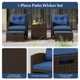 thumbnail image 4 of Gymax 5 CS Rattan Furniture w/ & Tempered Glass & 2 Ottomans Coffee Table Patio Navy, 4 of 7