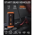 thumbnail image 2 of Powrun P-ONE Jump Starter, 2000A Portable Jump Box - Car Jump Starter Battery Pack for up to 8.0L Gas and 6.5L Diesel Engines, 12V Battery Jump Starter with Carry Case (Orange), 2 of 4