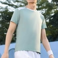 thumbnail image 1 of pstuiky Camisas de vestir de manga corta para hombre, Blusa deportiva informal de color liso con cuello redondo y manga corta elástica para hombre camisetas de hombre s, 1 of 6